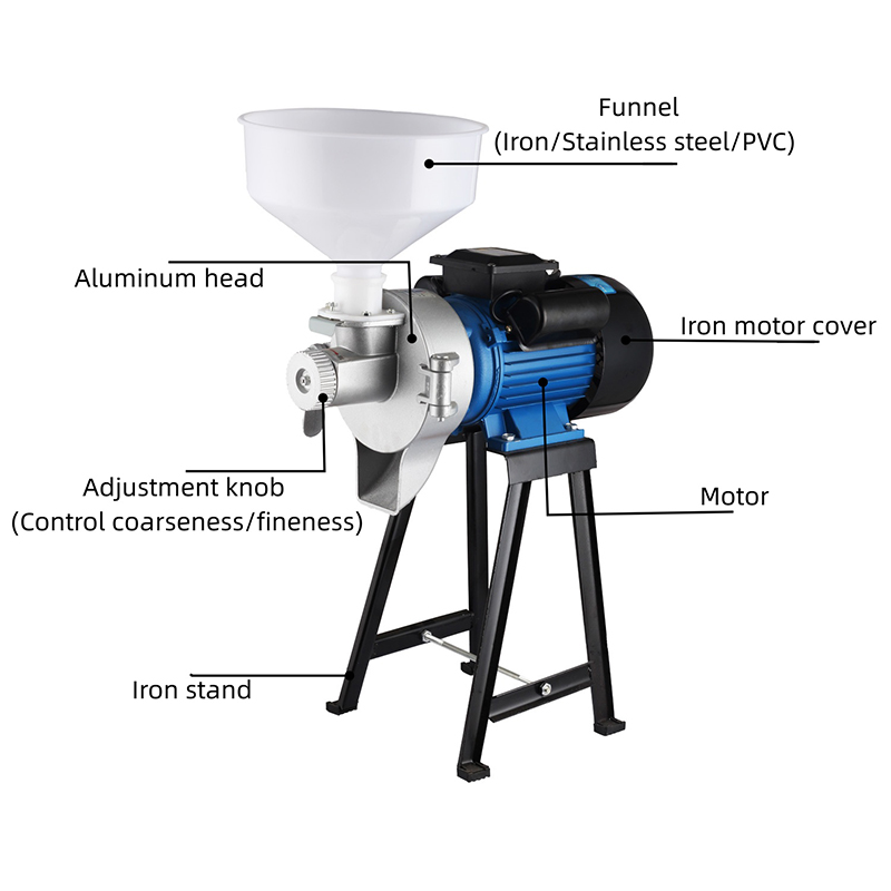 Iron Housing Grain Grinding Machine With Aluminum Alloy Head